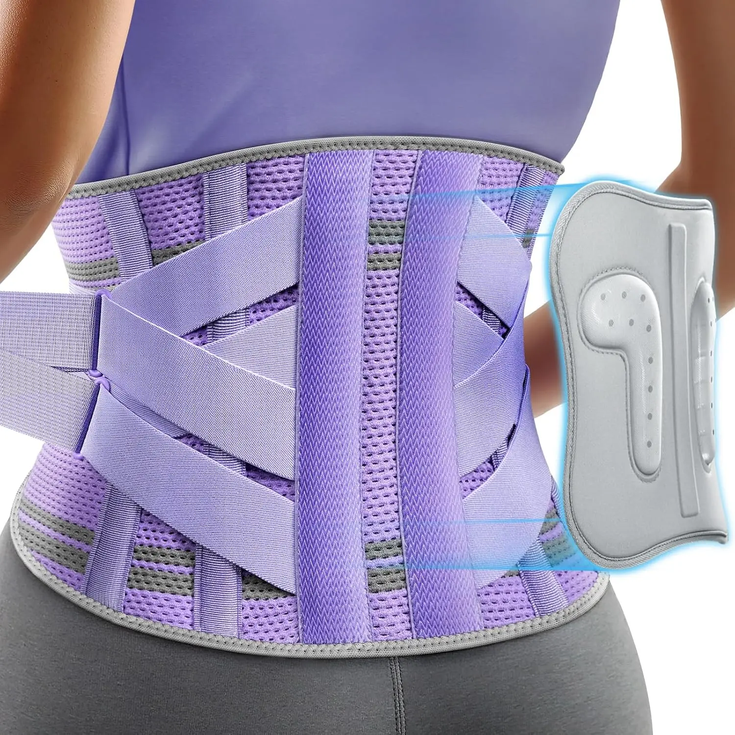 Women's Lumbar Support Belt, 9X Support System Ergonomic Back Brace for Lower Back Pain Relief, Breathable Mesh Fabric, Skin-Friendly 3D Silicone Pad, Sciatica Aid