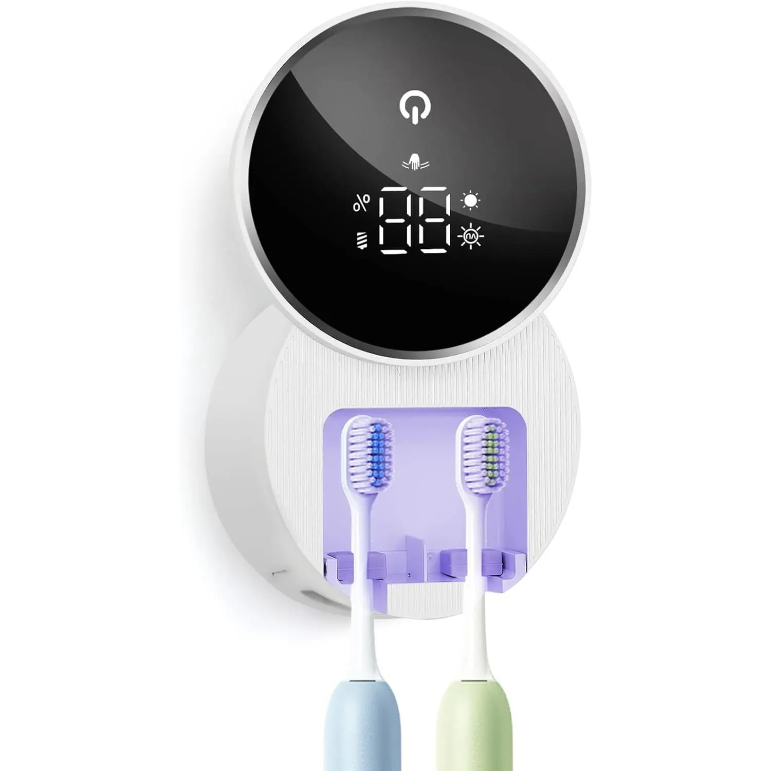 UV Toothbrush Sanitizer and Holder, Tooth Brush Holders for, Toothbrush Wall-Mounted Cleaner Organizer with Auto-Inductive Cover Fits Electric, Manual Toothbrushes for Home