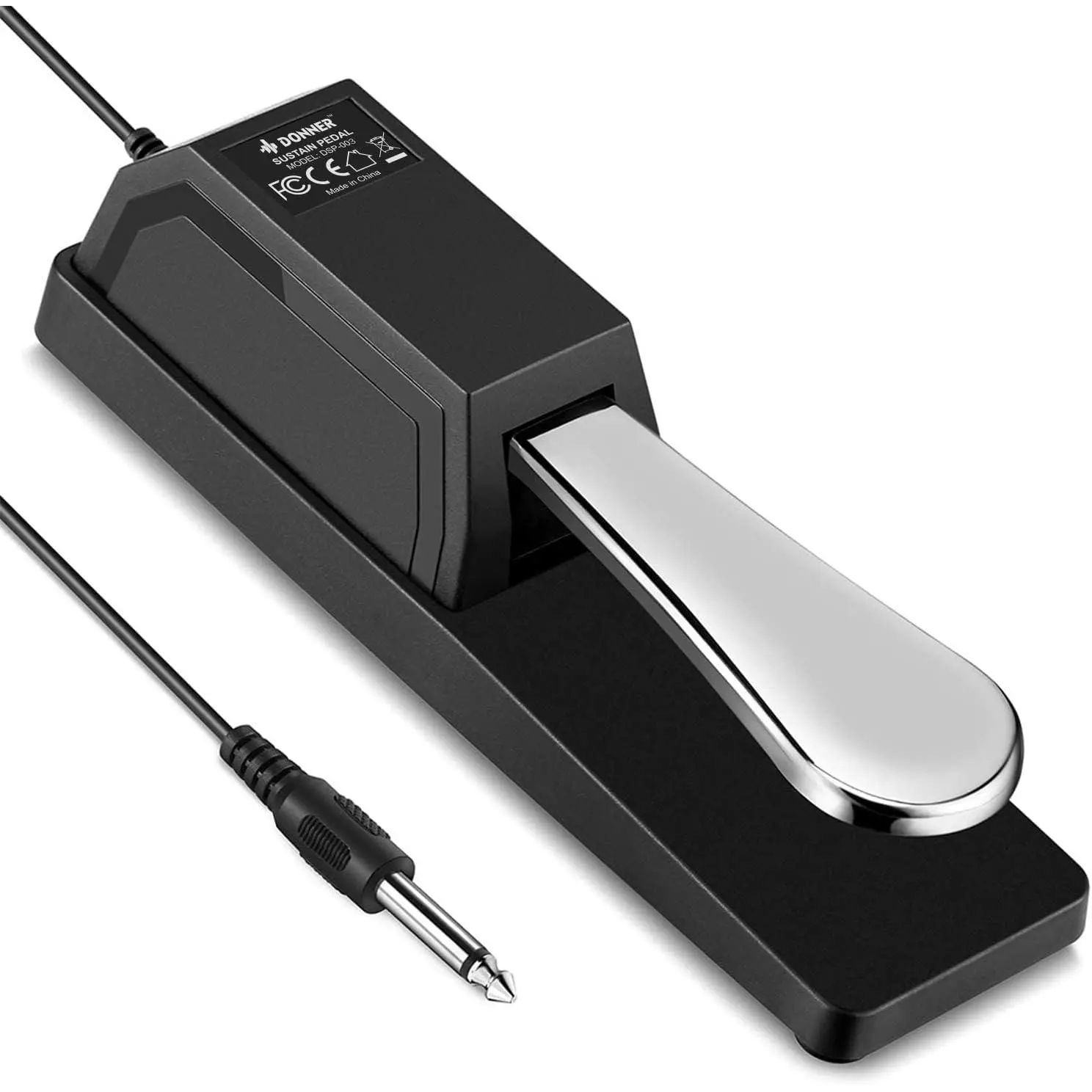 DSP-003 Sustain Pedal,  Keyboard Piano Pedal for Digital Piano/MIDI Keyboard/ Piano/Synthesizer, With Polarity , 1/4"(6.35 mm) Jack, 63'' (1.6m) , Straight