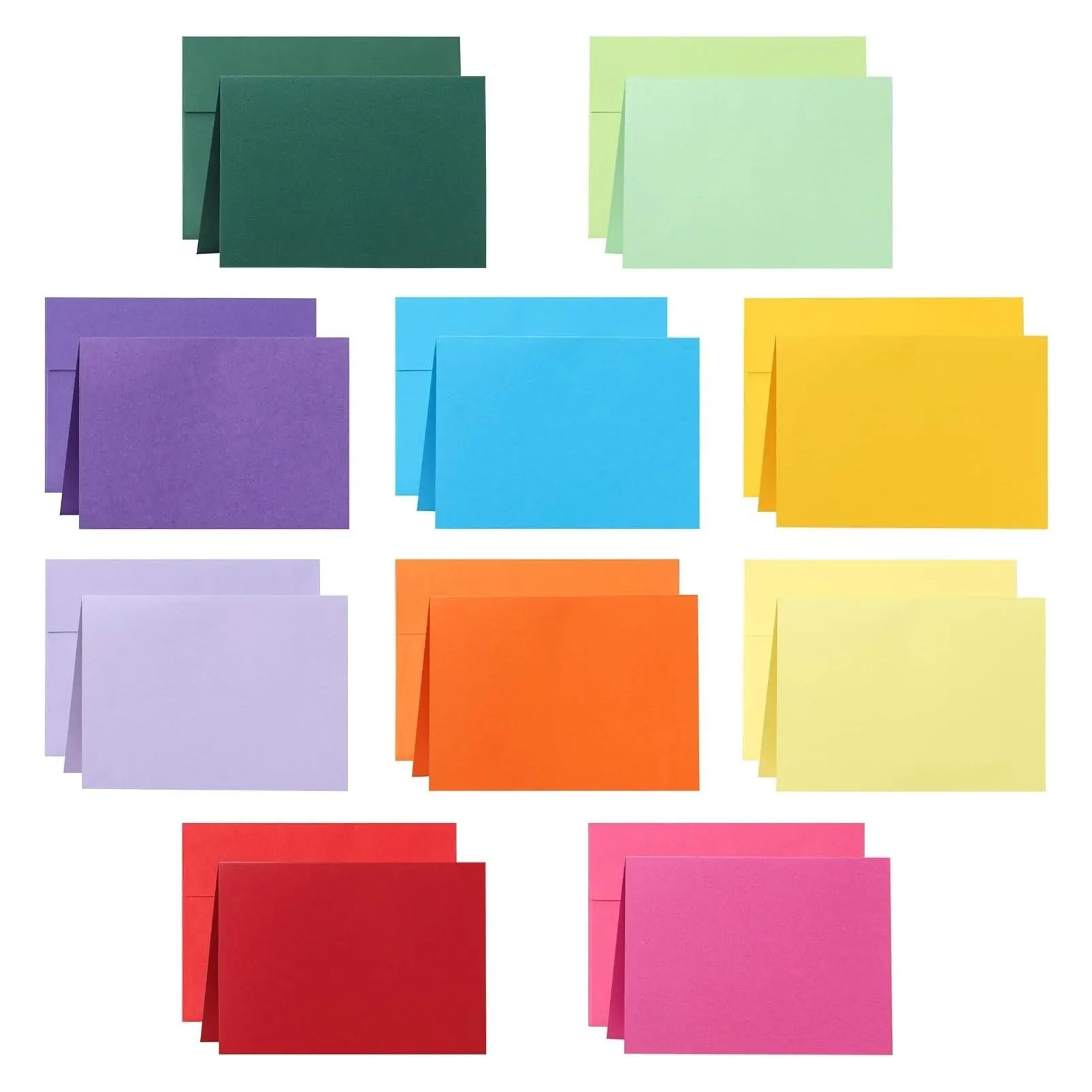 100 Packs of 10 Assorted Colors Blank Cards with Self-Seal A2 Envelopes - 4.25 x 5.5 Inch Heavyweight Folded Cardstock for Invitations, Weddings, DIY Greeting Cards, Thank You CardsGift