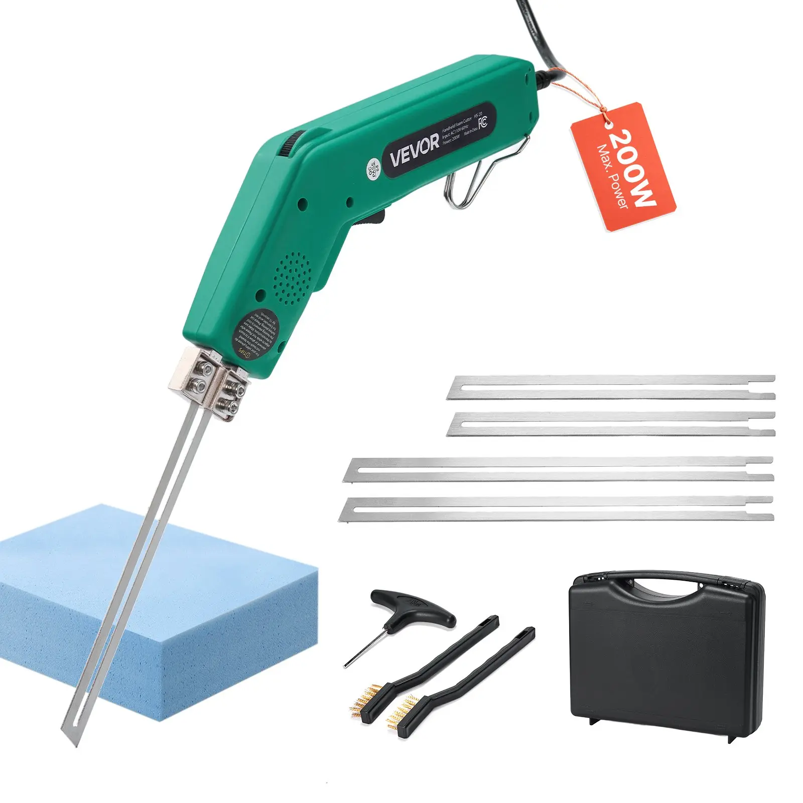 VEVOR Hot Knife Foam Cutter, 200W Electric Foam Cutting Tool, 122 - 932 Adjustable Styrofoam Cutter with 6" 8" Cutting Blades for KT Board, Polyethylene, Sponge, Rubber - Tool Box Included