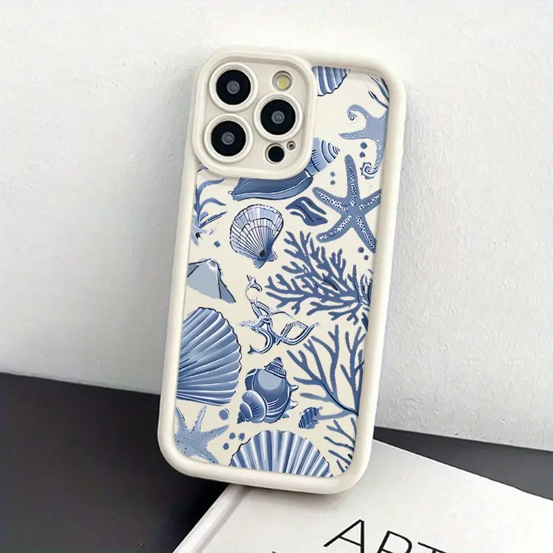 Phone Case: 1 Gaozhu Antique White Shell - Clam and Coral Design TPU Material Drop-Proof Case with Precise Cutouts and Full Coverage Protection, Suitable for Apple iPhone 6/7/8/X/11/12/13/14/15/16/17 Pro/16/17 Pro Max/16 Plus