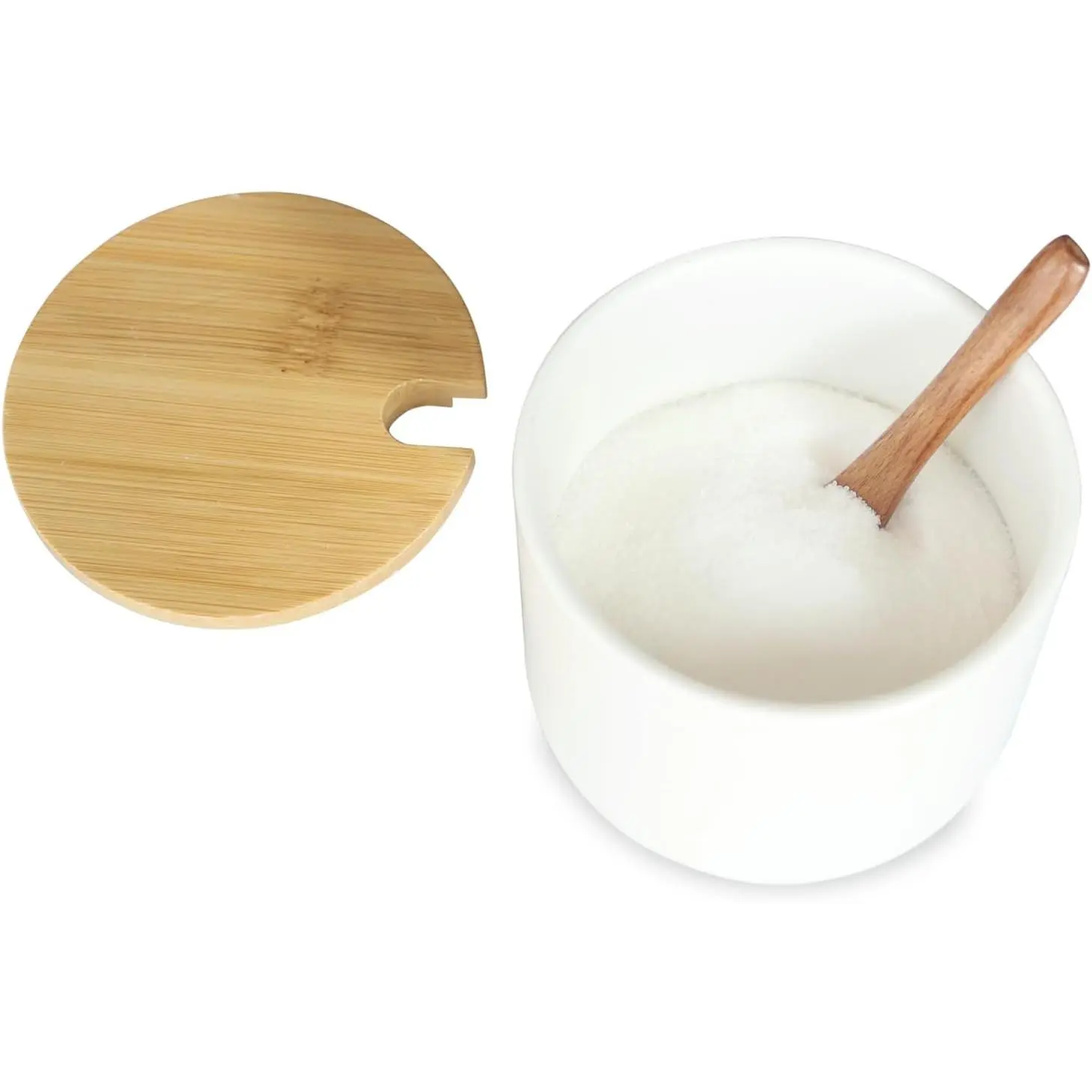 Salt Cellar Ceramic Salt Container with Lid, Salt Jar 10 OZ (300ml) | with Lid & Spoon | for Salt Sugar  | for Kitchen, Countertop