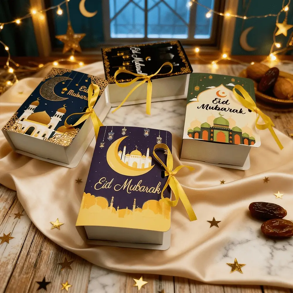 12 Muslim Gift Boxes, Ramadan Kareem Eid Mubarak Decorations, Book Packaging, Islamic Festival Party Supplies, Elegant Design, Decorative Gift Box