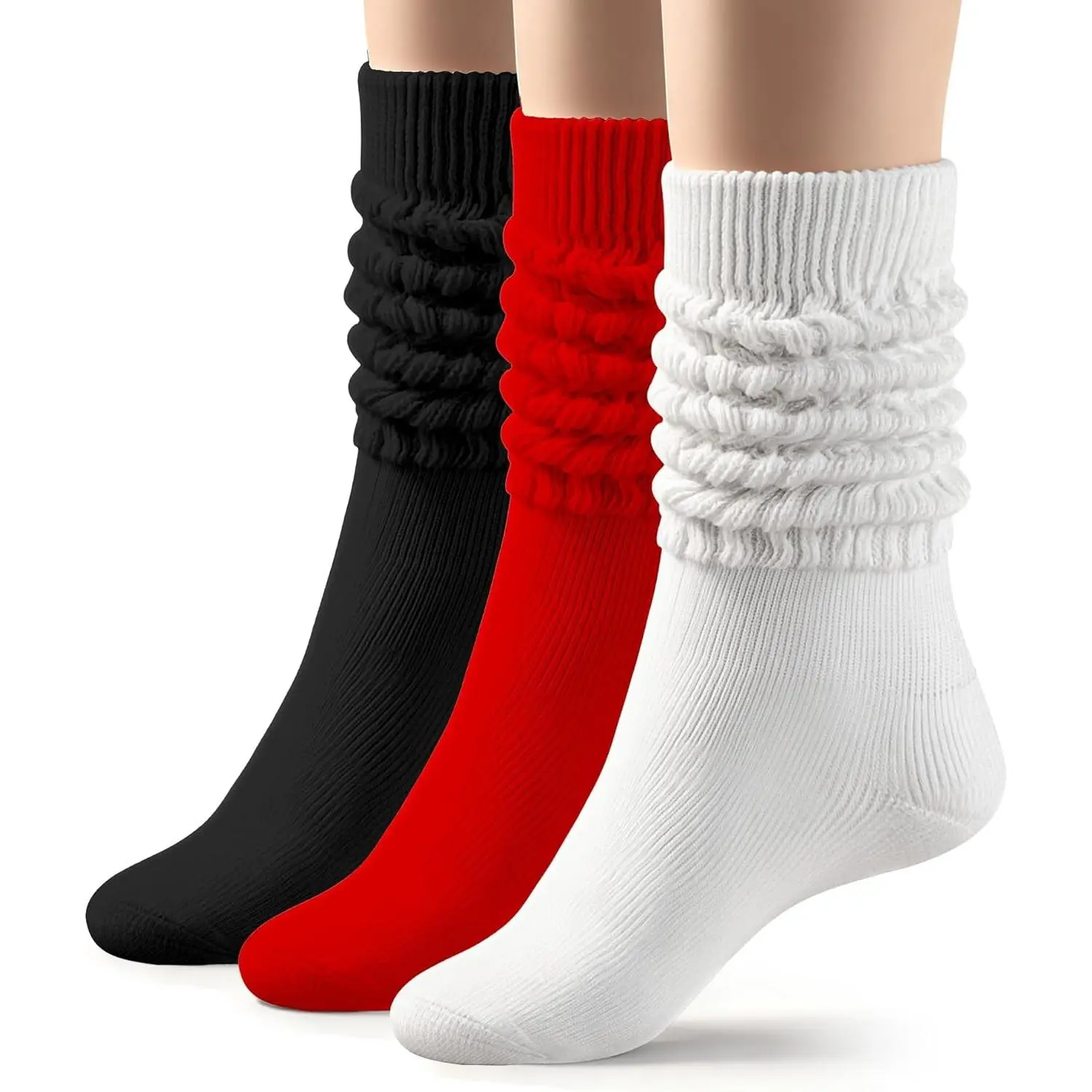 3 Pairs Scrunchy Socks for Women,Slouch Socks Women Knee High Scrunch Socks Size 5-11Gift