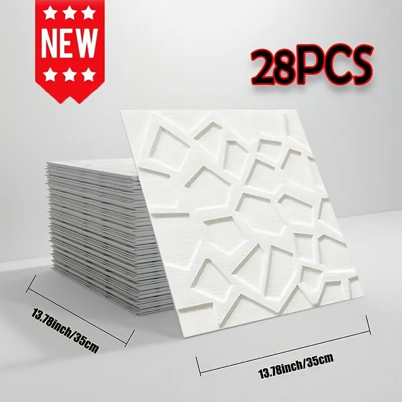 28pcs 3D Wall Stickers, Self-Adhesive Ceiling Wallpaper, Easy Peel & Stick, Cuttable, Shockproof, Ideal for Kitchen & Living Room, Removable Wallpaper