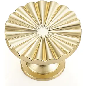 10 Pack Gold Cabinet Knobs Brushed Brass Dresser Knobs Zinc Alloy Dresser Hardware for Closet, Wardrobe and Cupboard Round Vintage Drawer Pulls
