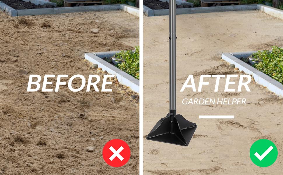 Walensee Steel Tamper with 48 inch Handle 8"x8" Garden Tamper with Rubber Grip All-Steel Heavy Duty Tamper Tool for Leveling Ground Gravel Soil Asphalt Sand Installing pavers and Repairing Blacktop