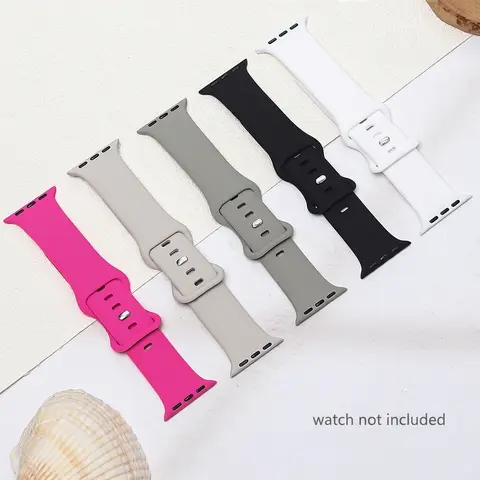 Silicone Watch Band (Band Only), 5 Counts Adjustable Replacement Watch Band, Smart Watch Strap for iWatch Series 9 8 7 6 5 4 3 2 1 SE Ultra, Smartwatch Accessories