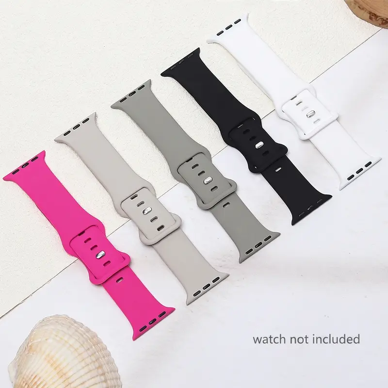 Silicone Watch Band (Band Only), 5 Counts Adjustable Replacement Watch Band, Smart Watch Strap for iWatch Series 9 8 7 6 5 4 3 2 1 SE Ultra, Smartwatch Accessories
