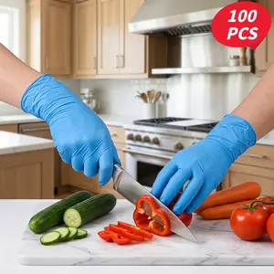 100pcs Blue Nitrile Gloves, Disposable Household Cleaning Gloves, Cleaning Supplies, Ideal for Cleaning, Manicure, Haircutting, Painting, Kitchen Bathroom, Multi Purpose Glove -YY1
