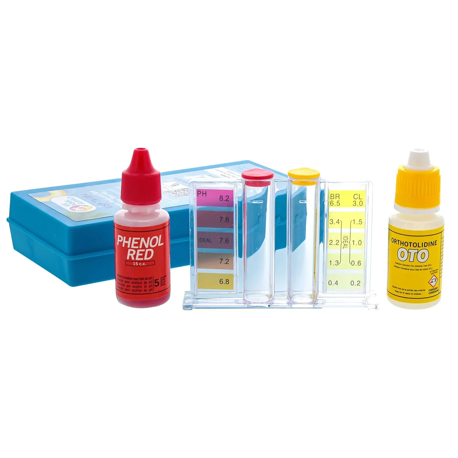 3-Way Swimming  &  Test Kit - Tests Water for pH, Chlorine | Bromine - OTO and Phenol Red Test Solutions - Maintain The Proper   of  Water