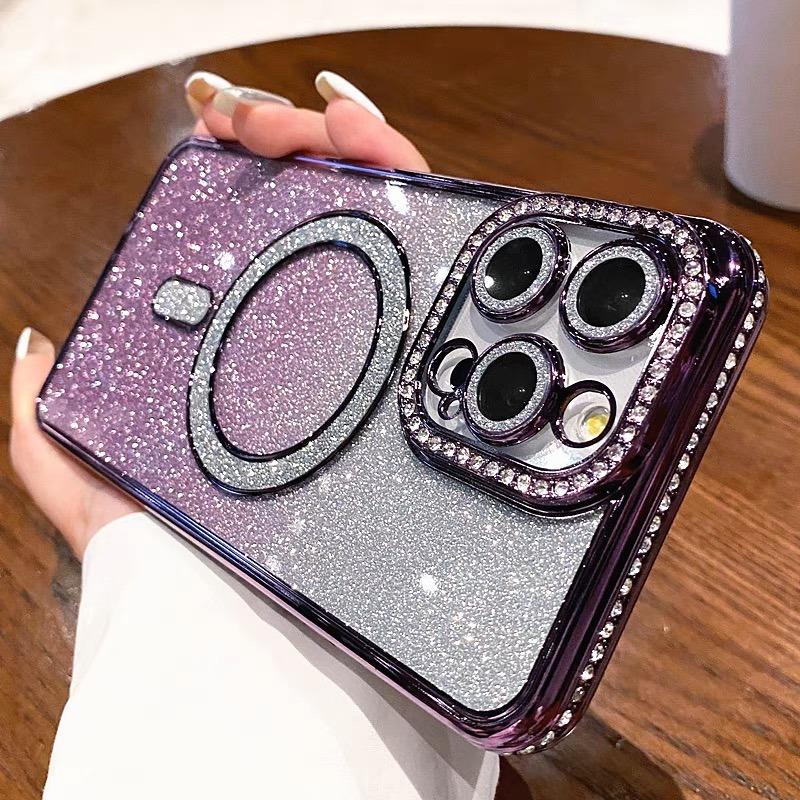 OREKROY Luxury Bling Glitter Case for iPhone 17 Pro Max, 17 Air, 17 Pro, 16, 15, 14, 13, 12 Pro Max – MagSafe Compatible, Sparkle Rhinestone Diamond Protective Case, Shockproof, Camera Lens Protector, Premium Plating, Perfect for Women & Girls