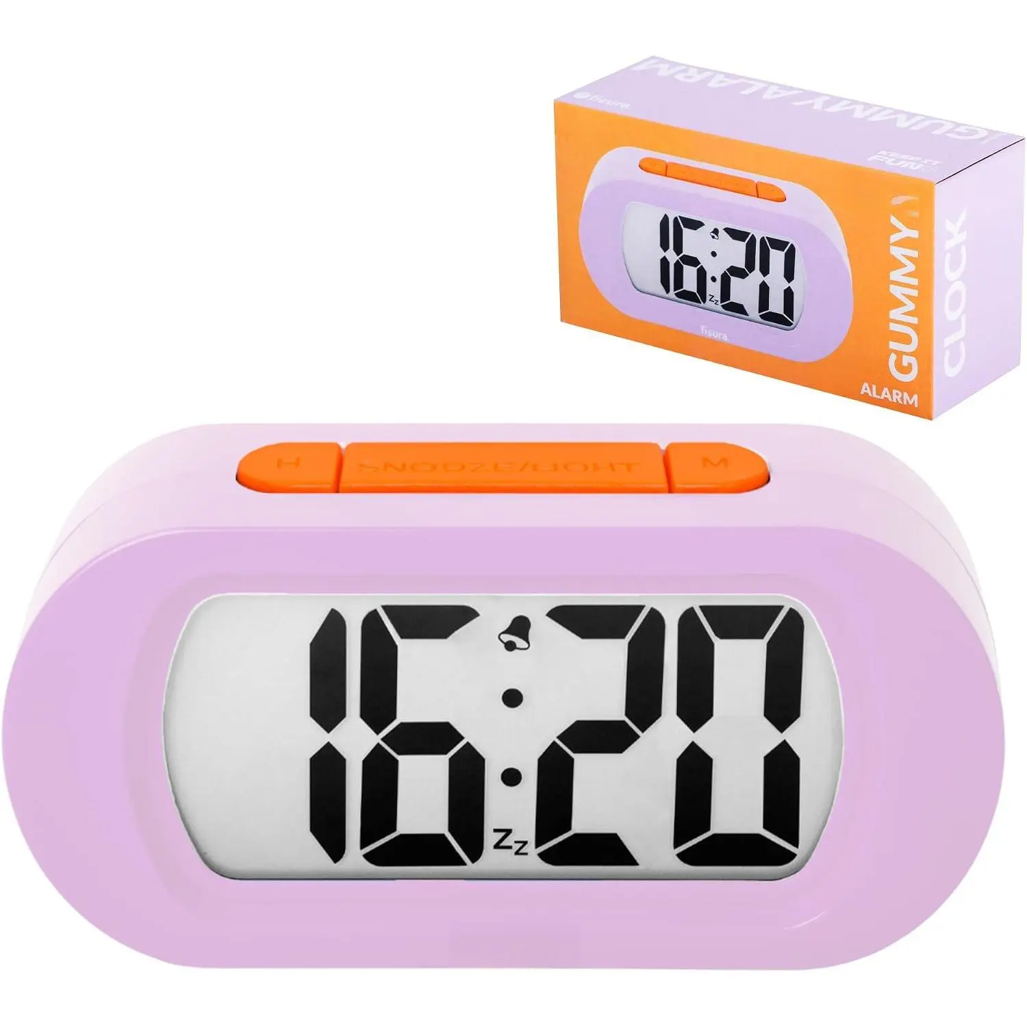 - Lilac & Orange Digital  Clock,  , LED Display,  Operated Bedside Clock, 12/24 Hour Format, Easy-to-Read Backlight