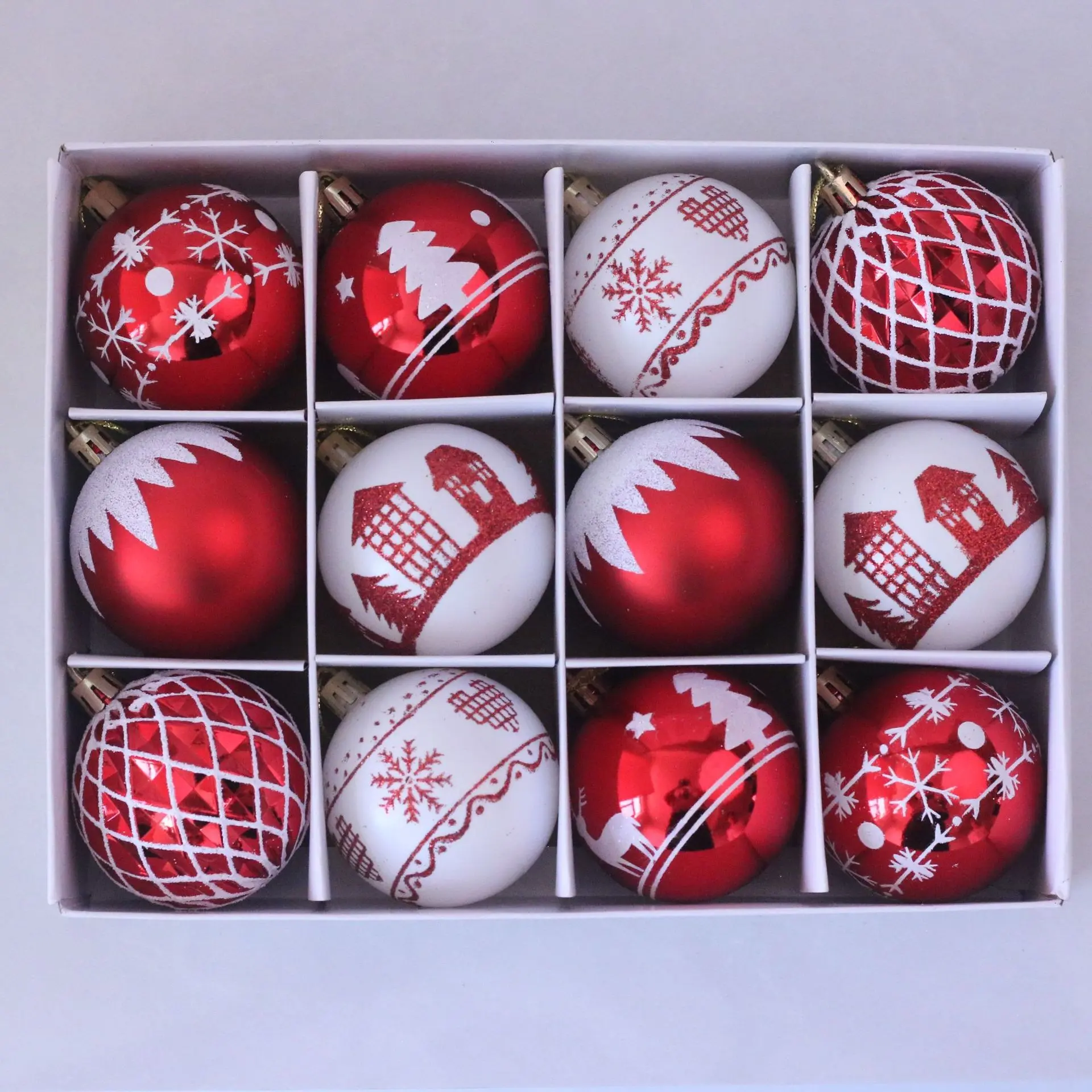 Black‑Gold Series 6cm Boxed Christmas Balls, Painted Tree Hanging Ornaments for Holiday Party Decor