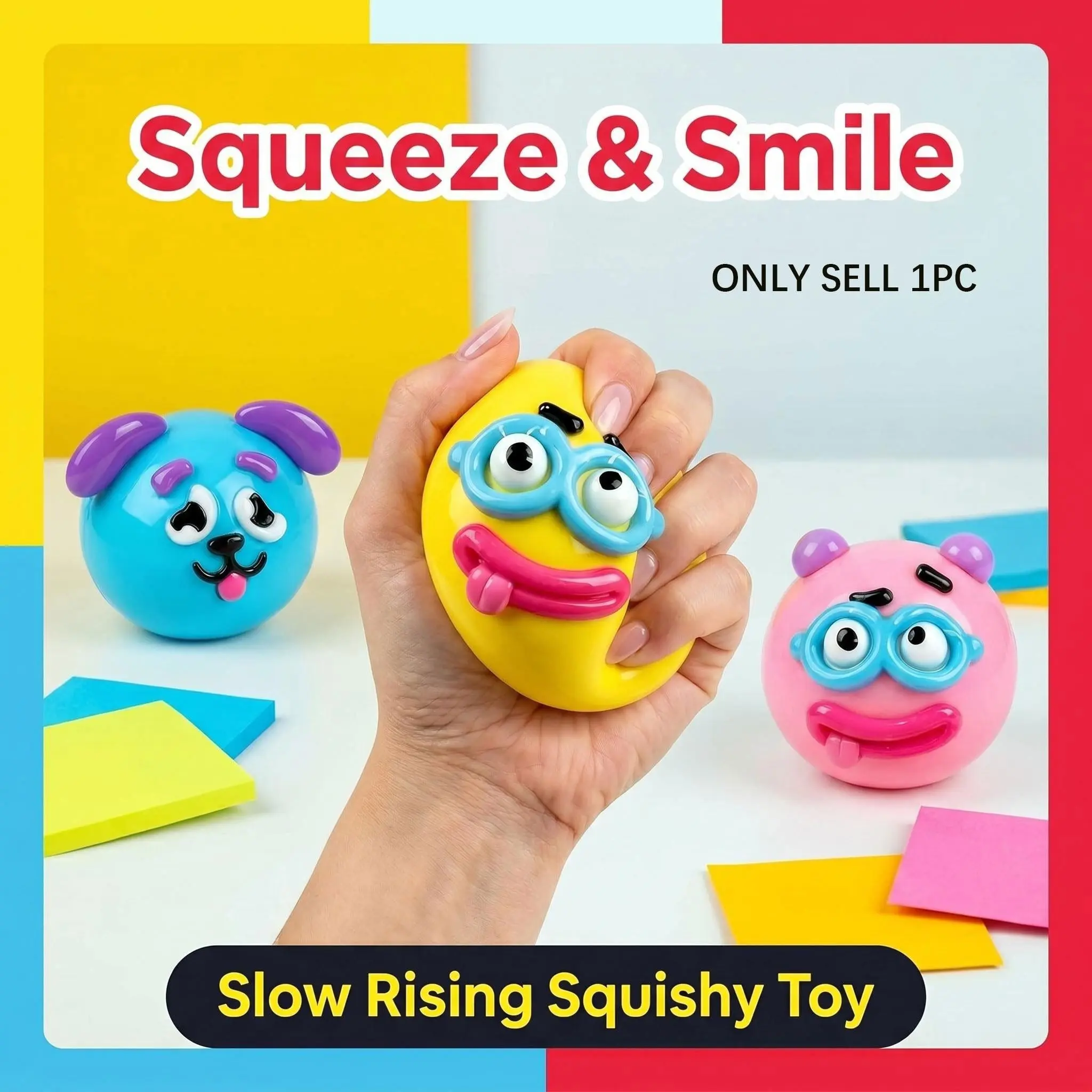 Smushers Squishy Dog Face Swap, Soft Moldable Cute Slow Rise, Relaxing Sensory Fidget Squishies Fidgets, Sensory Fidget Gift, Anxiety Stress Relief, Interchangeable Faces for Tactile Play