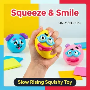 Smushers Squishy Dog Face Swap, Soft Moldable Cute Slow Rise, Relaxing Sensory Fidget, Anxiety Stress Relief, Interchangeable Faces for Tactile Play
