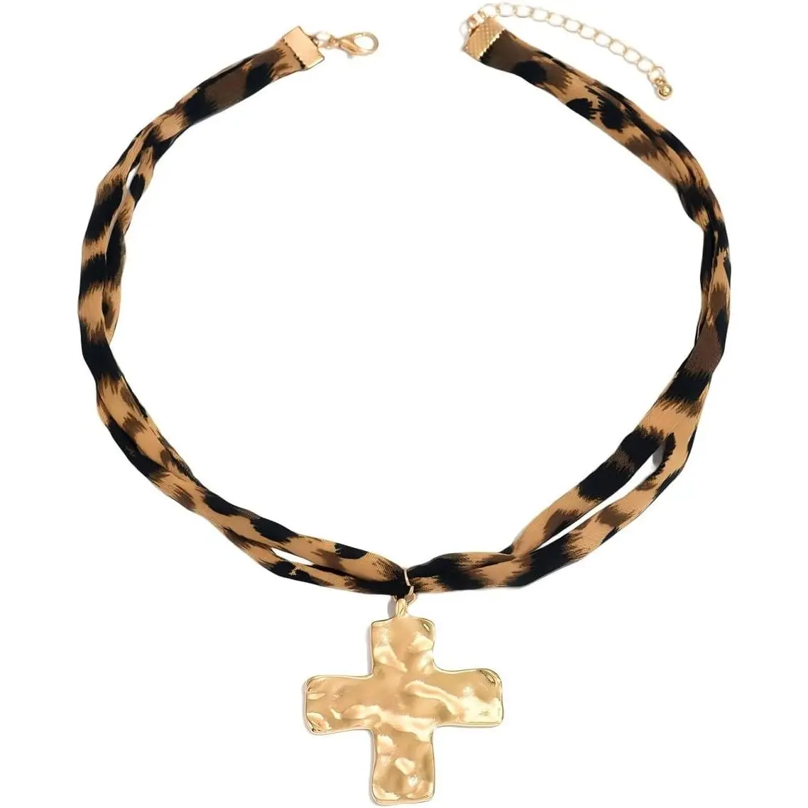 Scarf Necklace with  Chunky  Bandana Necklace Slik Leopard Scarf Choker Necklaces with Pendant Women Trendy  Birthday Gifts