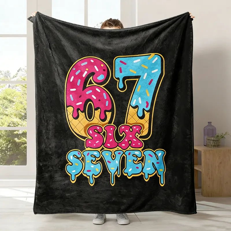 Six Seven Soft Flannel Blanket for Sofa Bed, Warm and Comfortable Nap Blanket, Lightweight Travel Camping Cover, Home Office Chair Bed Throw, Soft Fluffy Blanket, Warm Napping Blanket