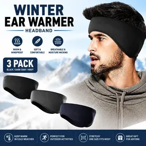 3-Pack Thermal Fleece Ear Warmers, Unisex Outdoor Headbands