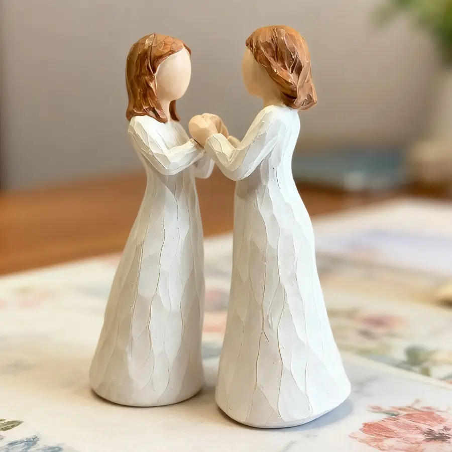 Best Friend Hand-In-Hand Decorative Figurine, Resin Figure, Healing Style, Fine Texture, Niche Design, Perfect Gift for Besties & Sisters, Desktop Statue, Sculpture Desk Decor, Home Decor Statue, Statue Figurines