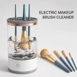 Electric Makeup Brush Cleaner with Universal Silicone Cap, USB Charging Cosmetic Cleaning Tool, Professional Makeup Brush Washer for Women