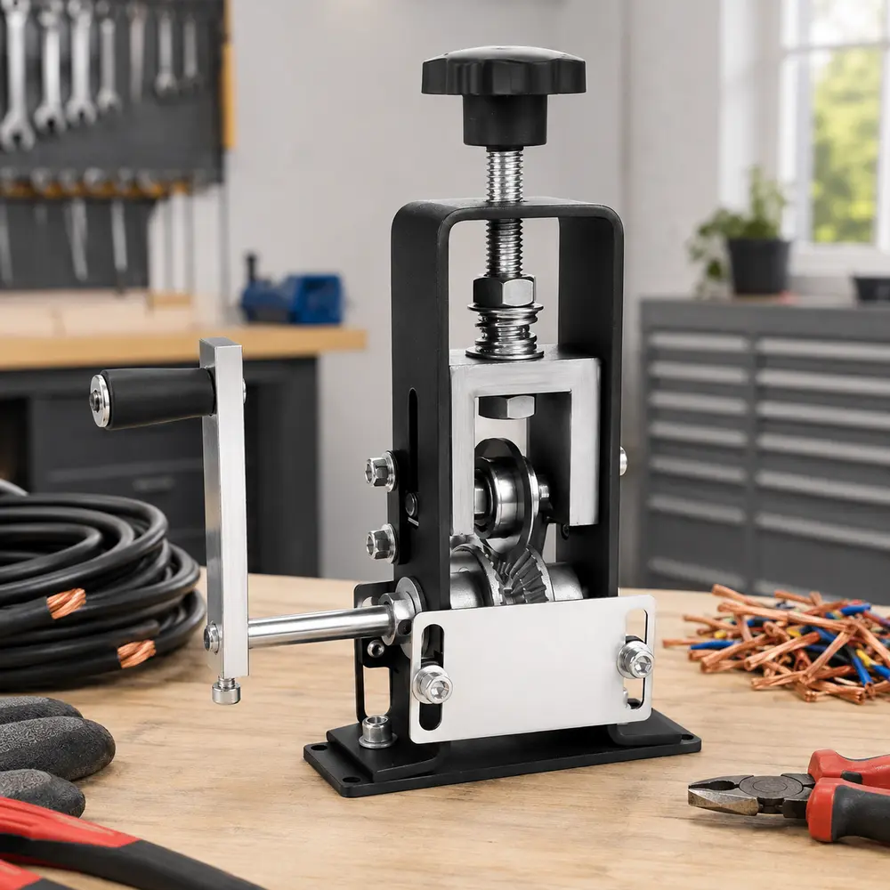 Portable Manual Wire Stripping Machine - Iron Frame, Adjustable Blade, Removable Crank, 1-25mm Cable Compatibility, Drill-Compatible Manual Tool for DIY Workshop Scrap Copper Recovery