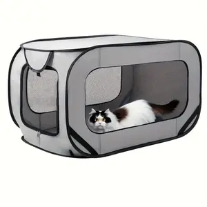 Portable Pop-Up Cat Cage/dog Cage Enclosure, Foldable Travel Outdoor Small Box, Cat Condominium with Locking Zipper, Indoor Play Fence Tent