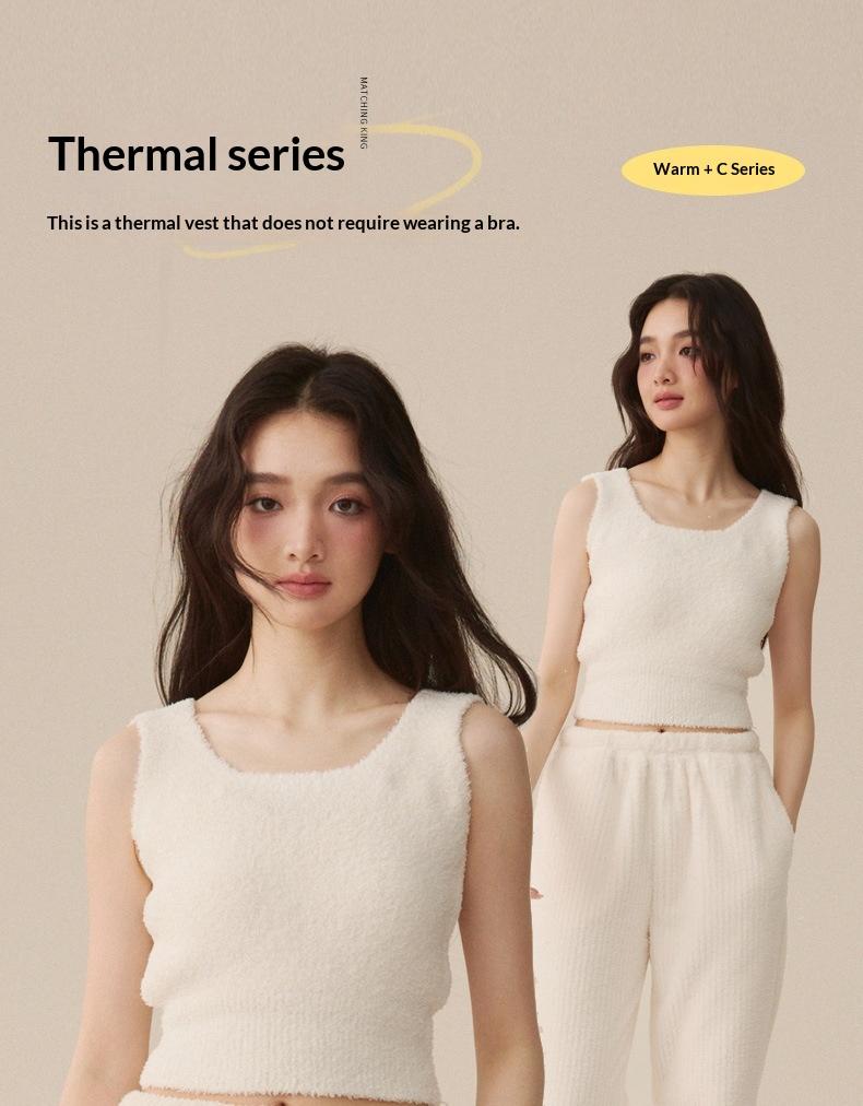 Women's Fuzzy Short Top, Wide Strap Sleeveless Fuzzy Knit Sweater Vest