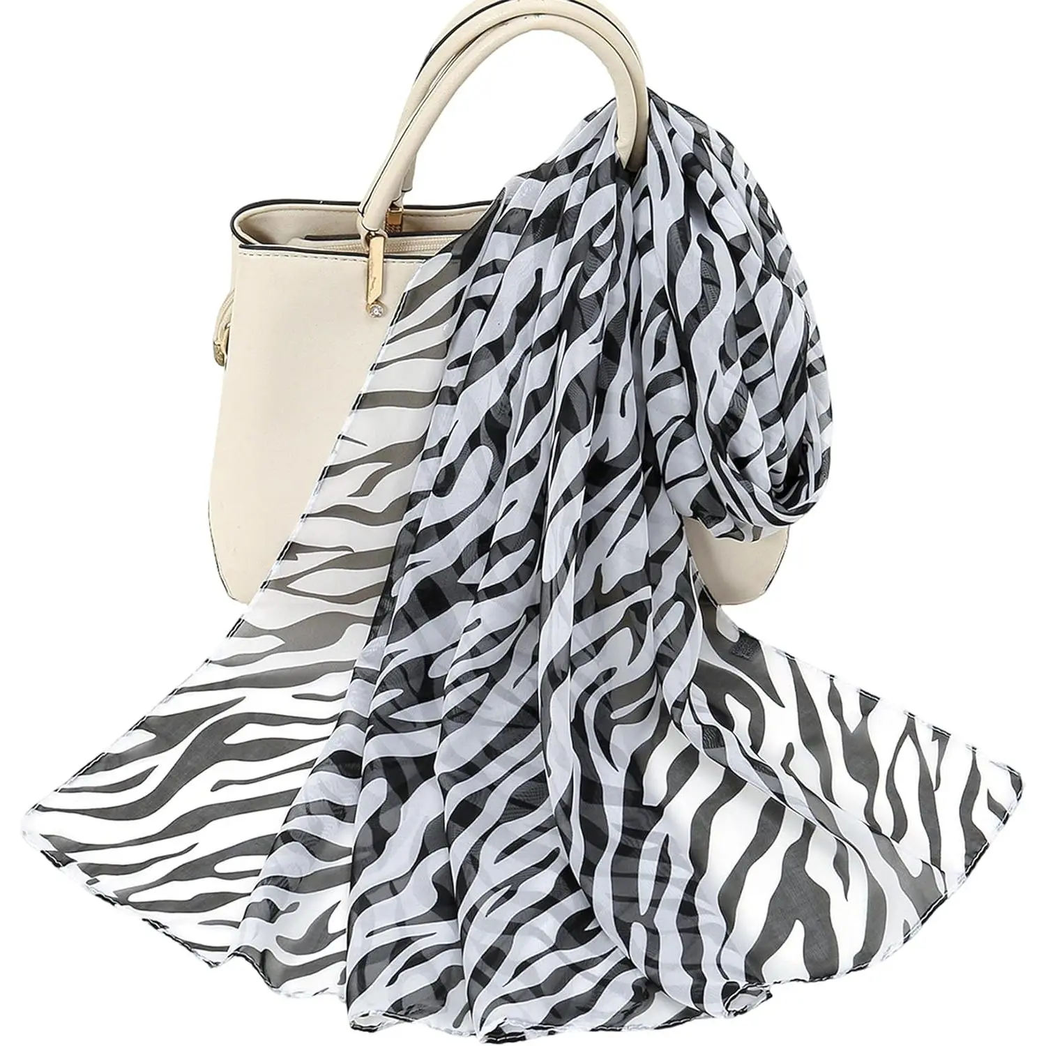 Women-Lightweight-Silk-Shawls-Scarf with Leopard  Print for Summer-UV-Protection