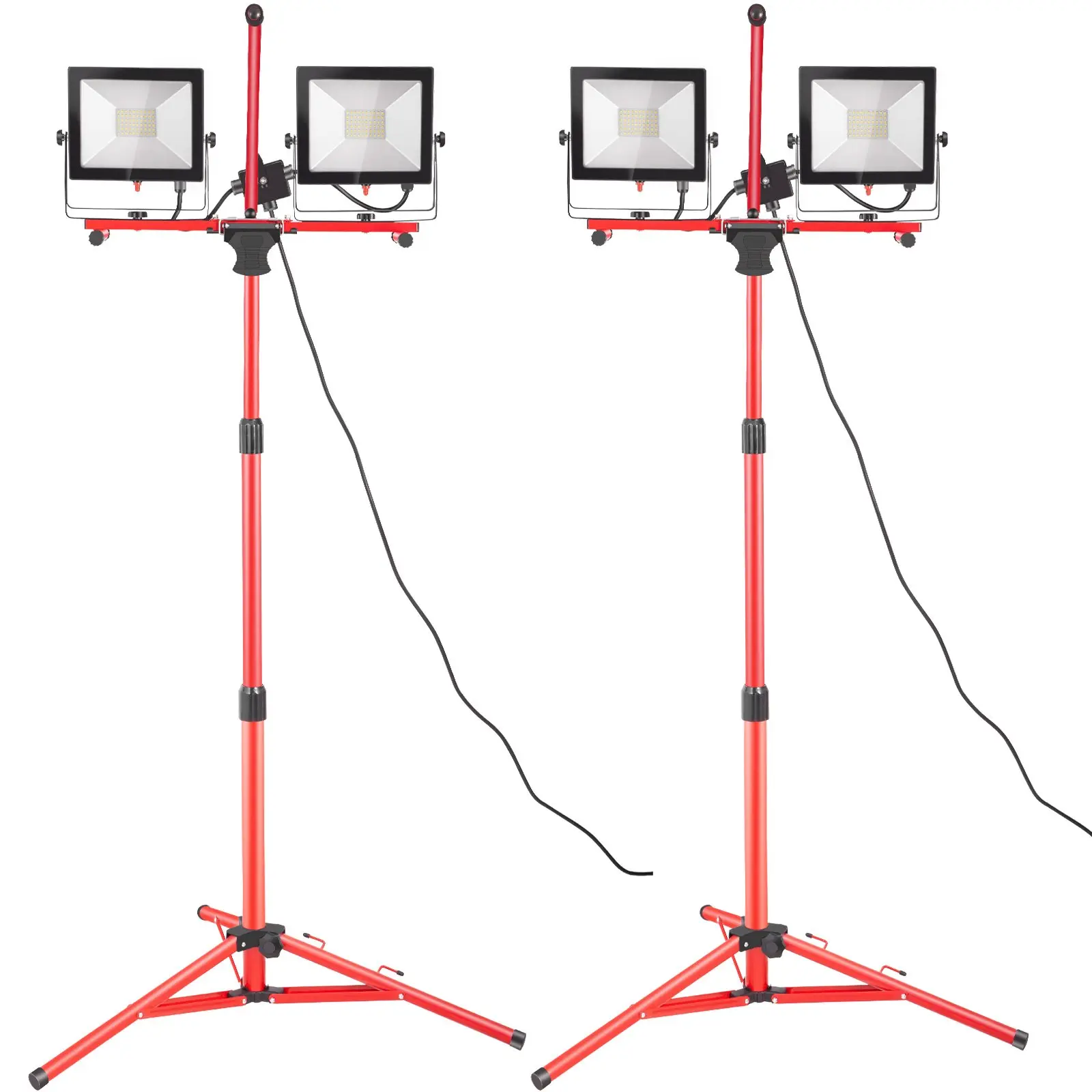 【DealsForYouDays】VEVOR LED Work Light with Stand, 2PCS 10000 Lumen Dual-head LED Work Light with 27.6-68.1 Adjustable and Foldable Tripod Stand, IP65 Waterproofed LED Tripod Work Light, with 5000 K Color Temperatu