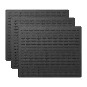 3pcs Silicone Dish Drying Mat Set – Multi-Size Non-Slip Kitchen Draining Pads – Heat Resistant, Dishwasher Safe Countertop Protector for Dishes & Utensils