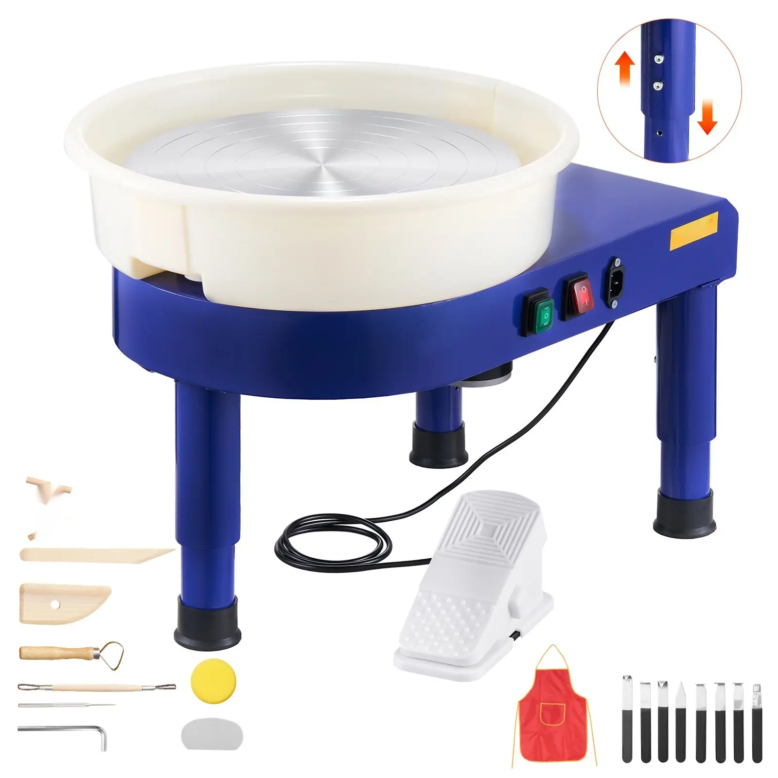 Pottery Wheel 14-Inch Ceramic Wheel Machine with 60-300 RPM Adjustable Speed, Blue Finish, Home Studio Pottery Equipment for Beginners and Professionals, Quiet, Durable, Safe Ceramic Art Tools