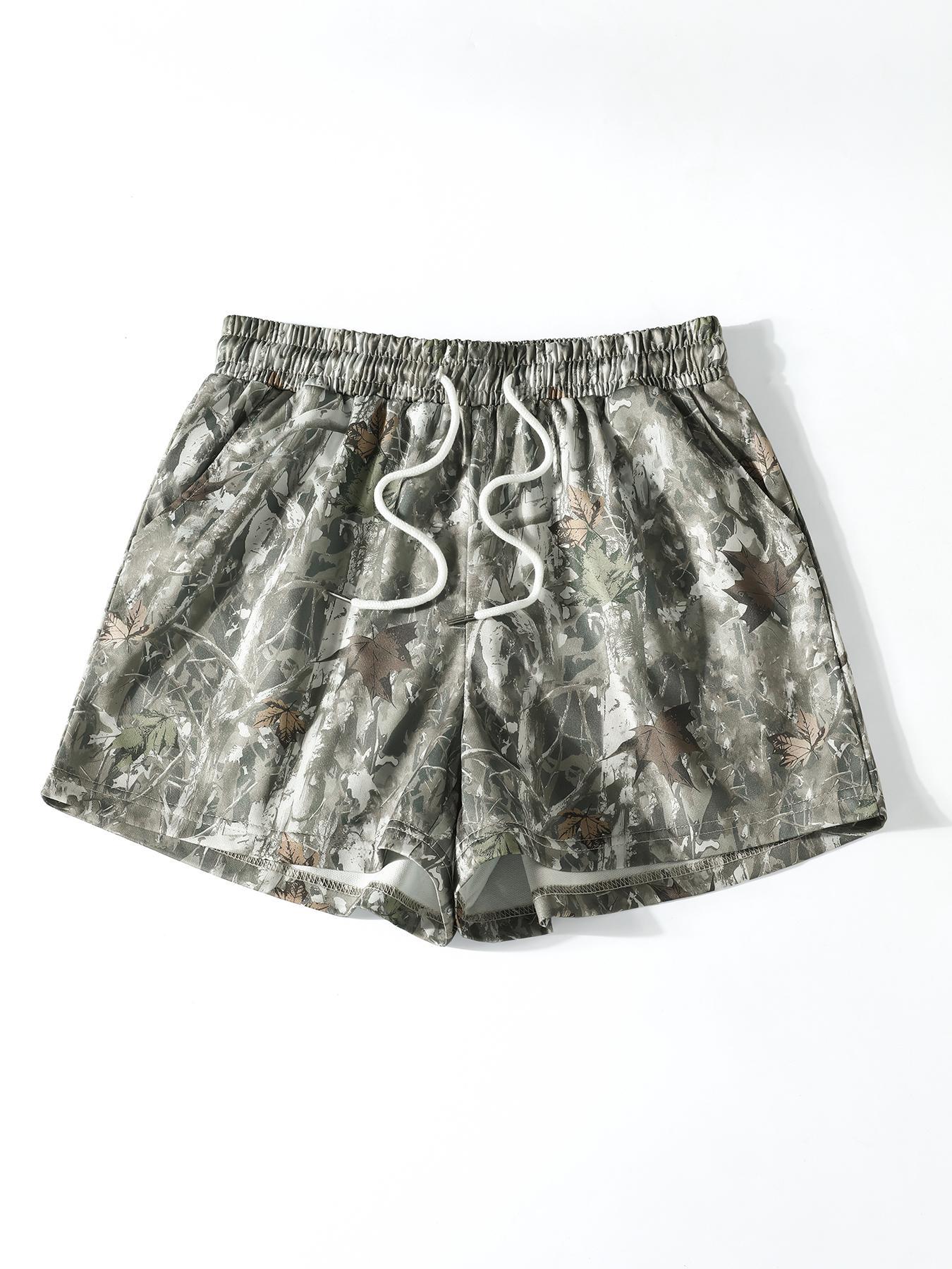 Women's Camo Print Shorts, Athletic Shorts, Casual Comfy Breathable Shorts for Daily Wear, Ladies Bottoms for Summer