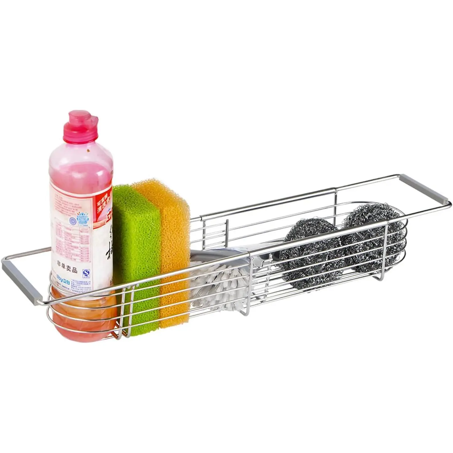Retractable Sink Drain Rack, 304stainless Steel Expandable Sink Storage Rack, Adjustabl Kitchen Sponge Drying Rack, soap Rack, Breathable Drainage (Adjustable Length 14in-18in)