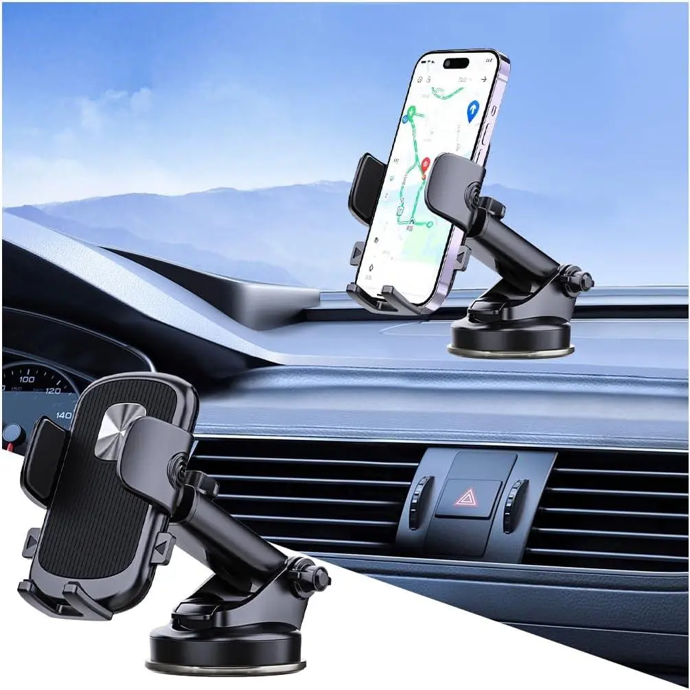 Phone Holder, Suction Cup  Dashboard Windshield Smartphone Mount, Hands Free  Clamp Arm Automotive Cellphone Cradles Stand Accessories,  Fit