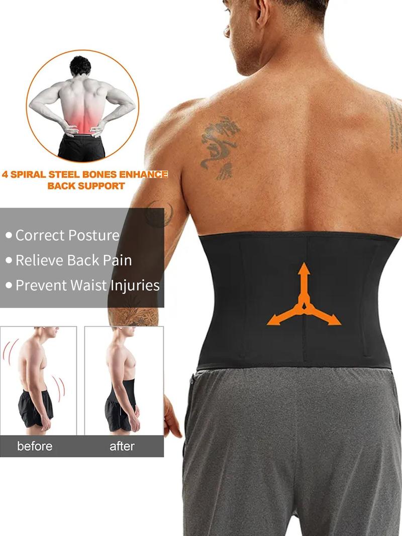 Men's Plain Adjustable Waist Trainer, Solid Color Waist Cincher, Shaper for Men, Tummy Control Shaper, Waist Trainer for Men, Menswear