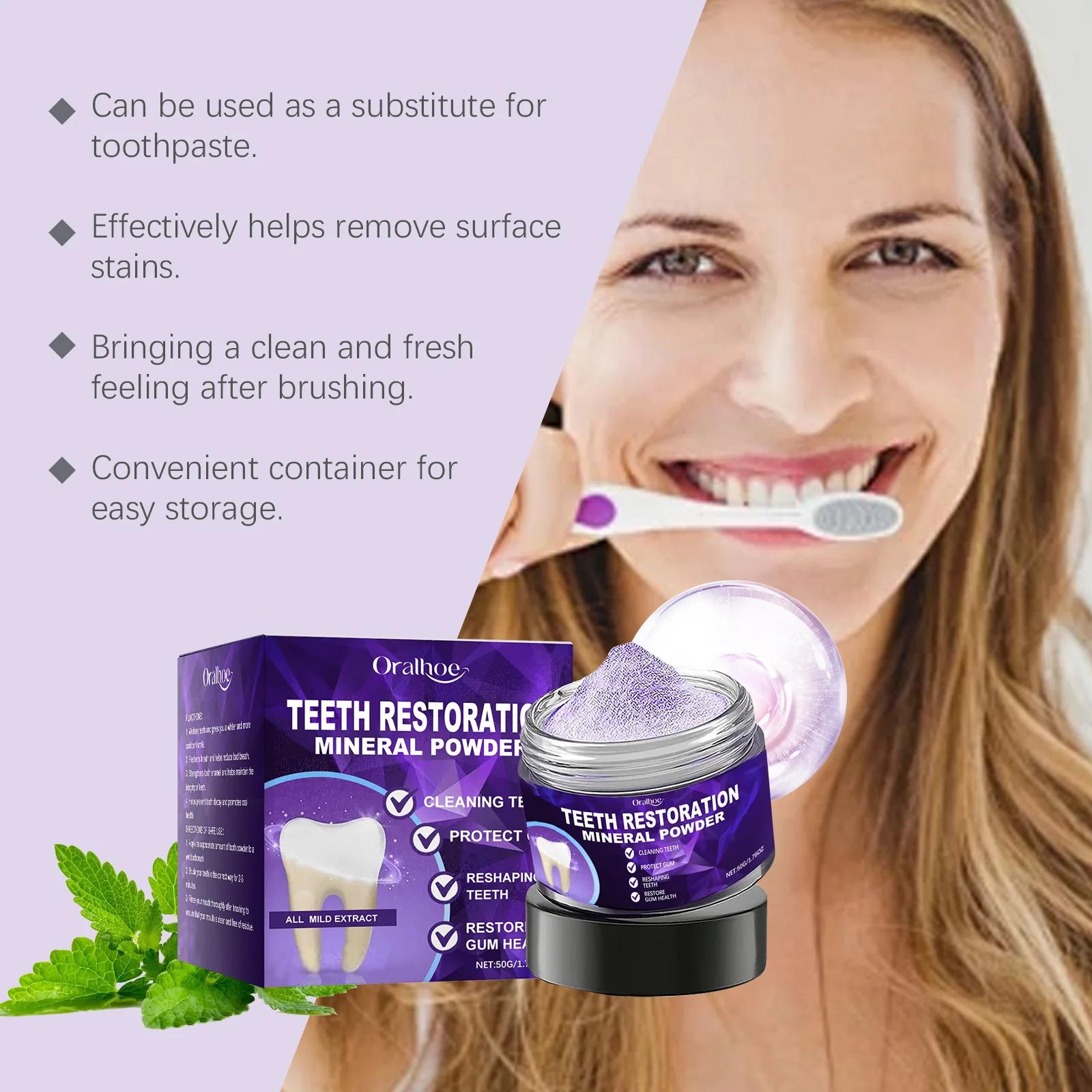 Gentle Purple Teeth Whitening Powder - Teeth Stain Cleaner for Sensitive Gums, Daily Oral Care, Brightening, Anti-Decay, Bad Breath Removal, Gum Strengthening, Non-Irritating Bleaching Alternative, Restore Radiant Dental Clean
