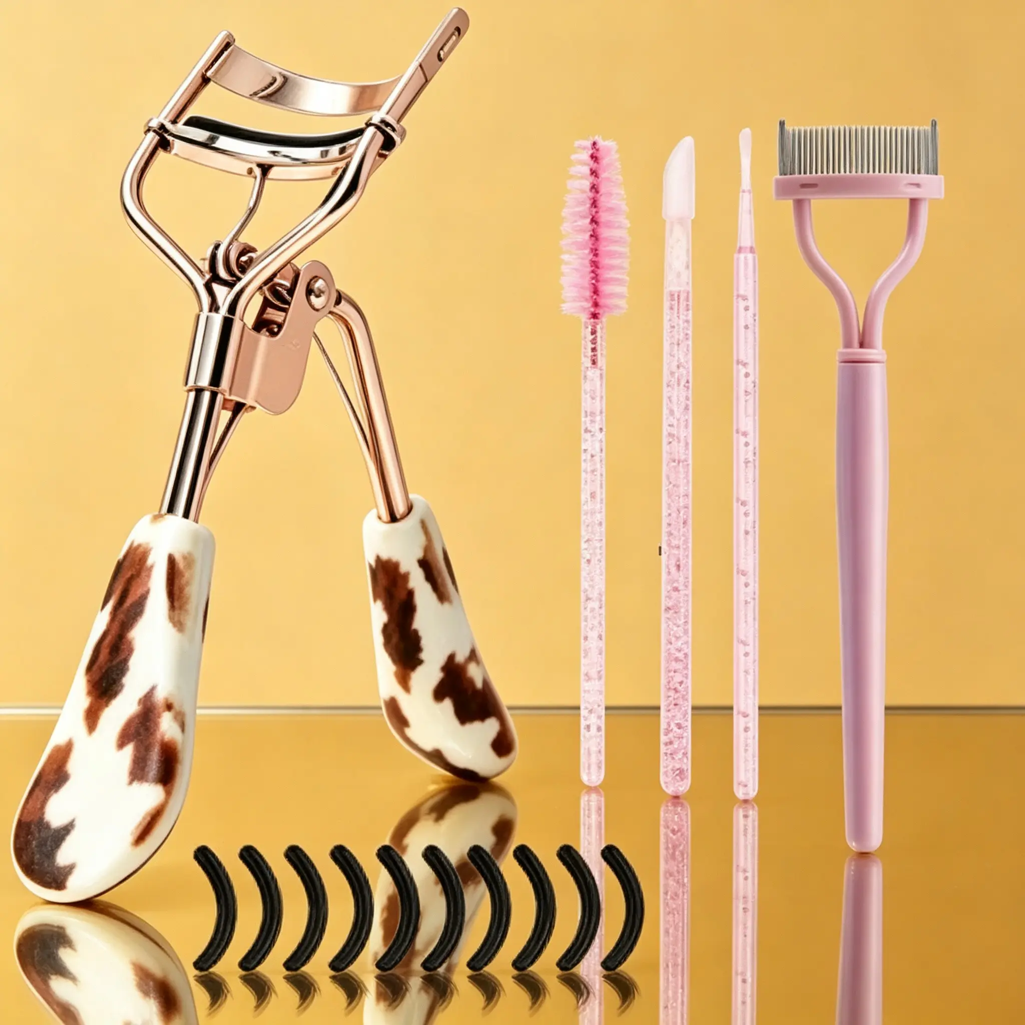 New Fashion Eyelash Curler Set, Excellent Curling Effect, Perfect Makeup Tool, Includes Replacement Strips, Lash Brush, Lip Brush, Gift Idea