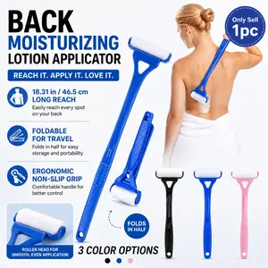18.3 Inch Back Lotion Applicator, Foldable Long Handle Sunscreen Roller for Back and Body, Moisturizing Cream Applicator with Smooth Roller Head, Ergonomic Non-Slip Grip, Portable Self Care Tool for Shower, Travel, Beach, Daily Body Care