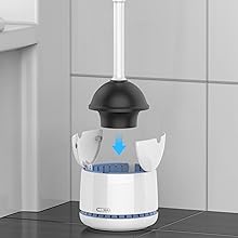 Toilet Plunger with Holder, Heavy Duty Toilet Plunger and Holder Combo for Bathroom Cleaning, White