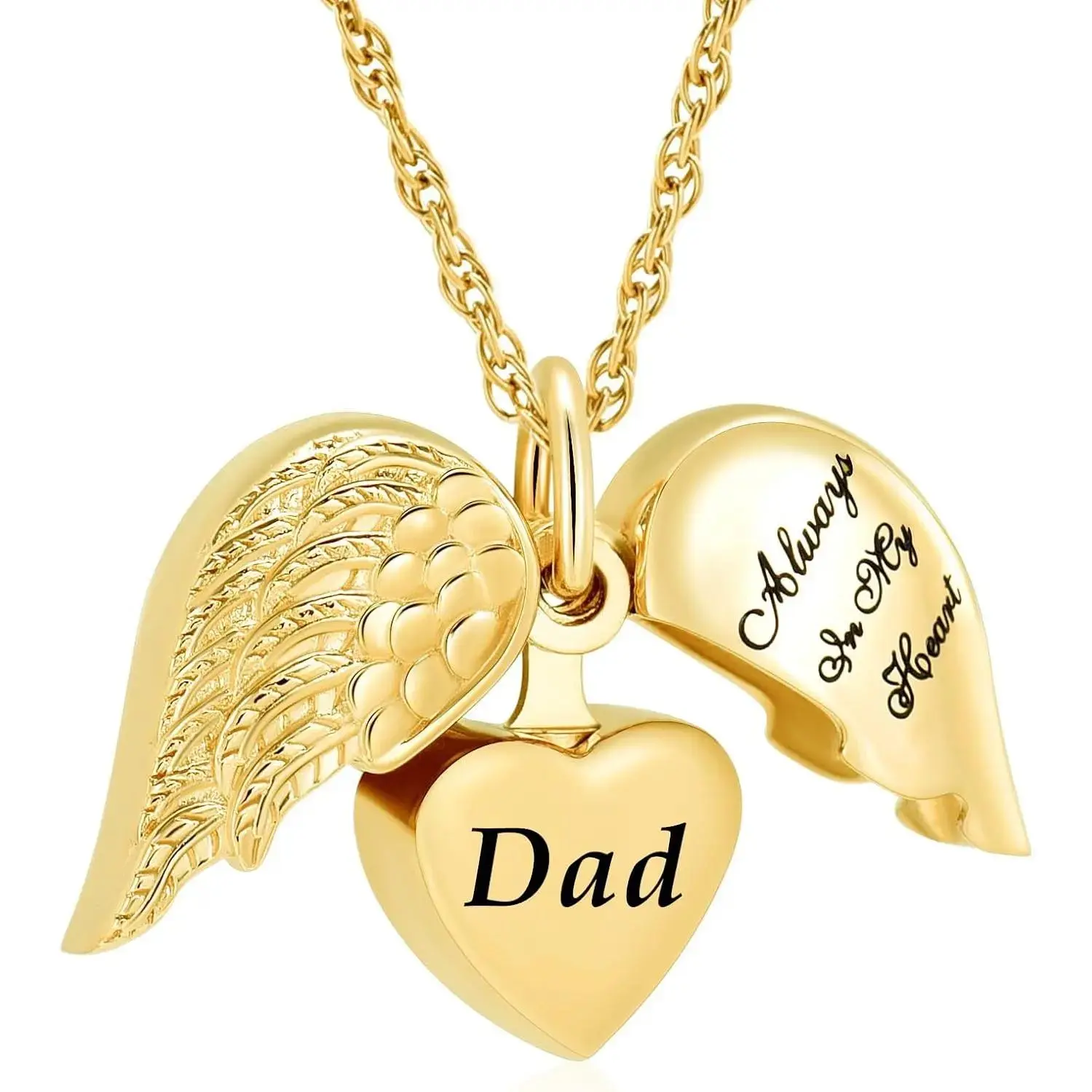 Cremation Jewelry Angel Wing Heart Urn Necklaces for Ashes Memorial Keepsake Pendant for Women Men