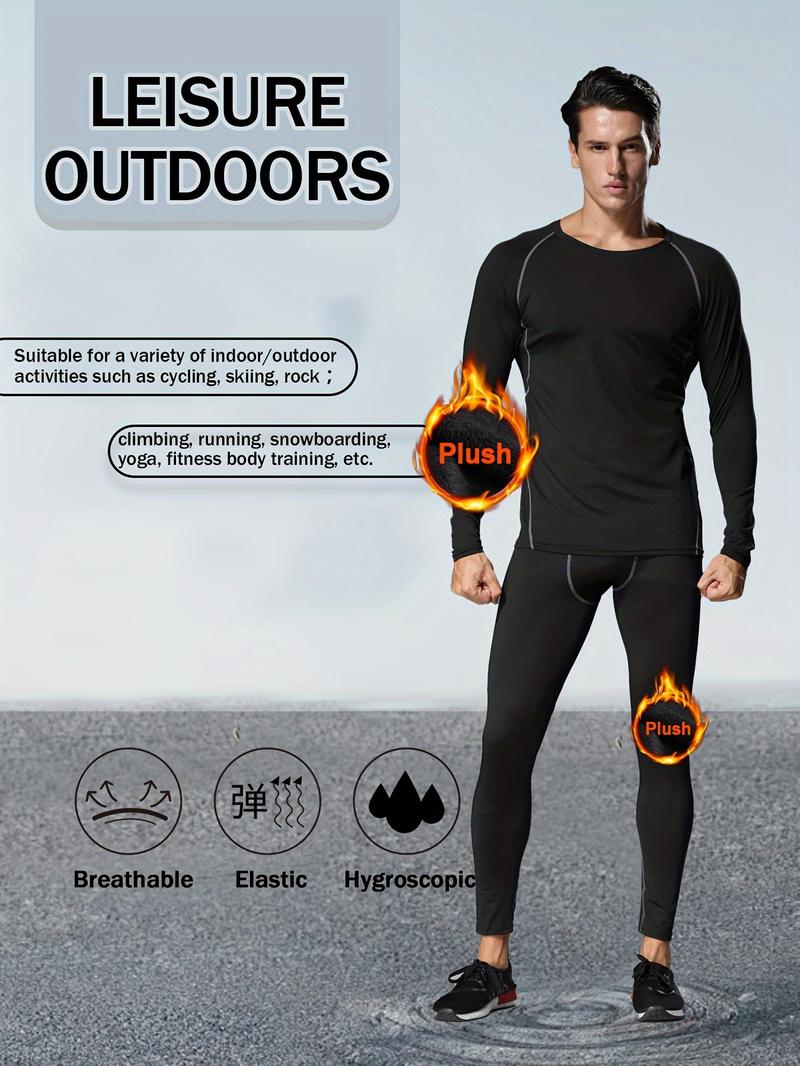 [Fleece-Lined Sports Set]8pcs Fleece-Lined Sports Set - Warm Underwear & Running Gym Clothes for Autumn and Winter - Tight-Fit Training Gear for Morning and Night Runs