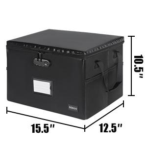 Fireproof and Water-Resistant Document Box with Lock for Document Safety, Collapsible File Organizer with Handle, Filing Cabinets for Home Office to Hold Hanging Letter/Legal Folders