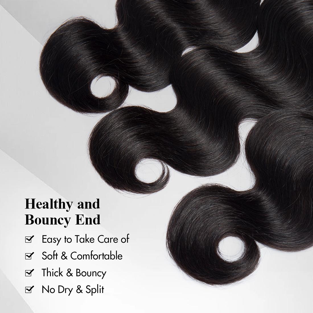 Body Wave Human Hair Bundles Hair Extensions 100g/PC Natural Hair Weaving Bundles 100% Unprocessed Remy Virgin Human Hair Weft Soft Natural Wavy Sew In Hair Bundles Natural Black