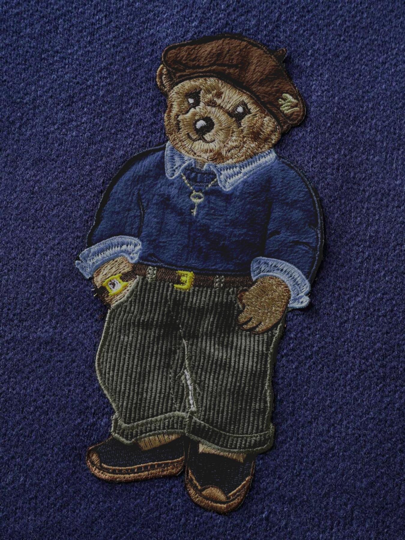 Unisex Cartoon Bear Print Crew Neck Sweater Crewneck, Casual Loose Long Sleeve Jumper For Fall & Winter, Fashion Ladies' Knitwear For Daily Wear