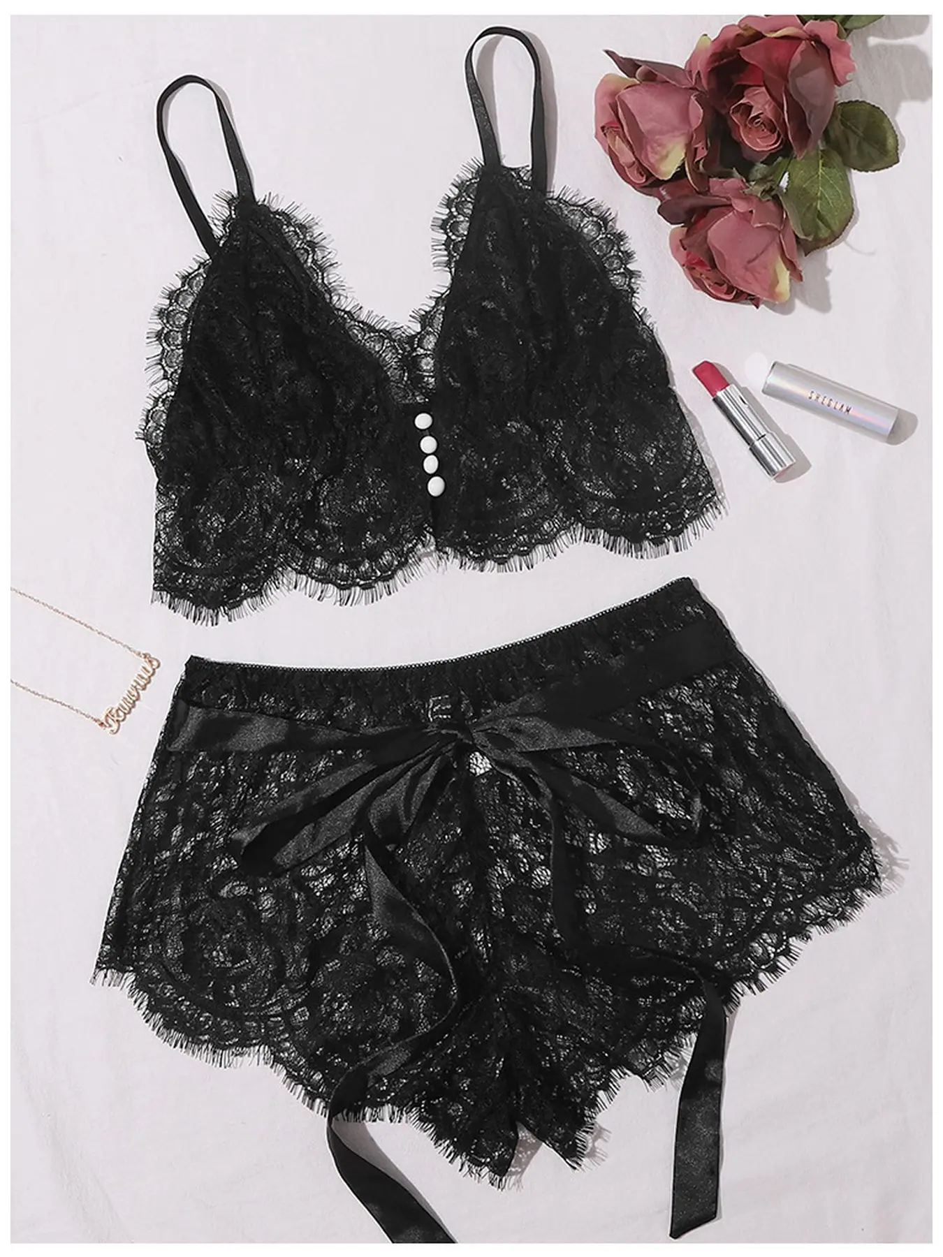 Black Sexy Women's Underwear Set (Wireless, Boyshort Panties) Sexy Women's Underwear French Cut Underwear Subtly Revealing, Intrinsically Sexy Quirky Clothing Underwear Style