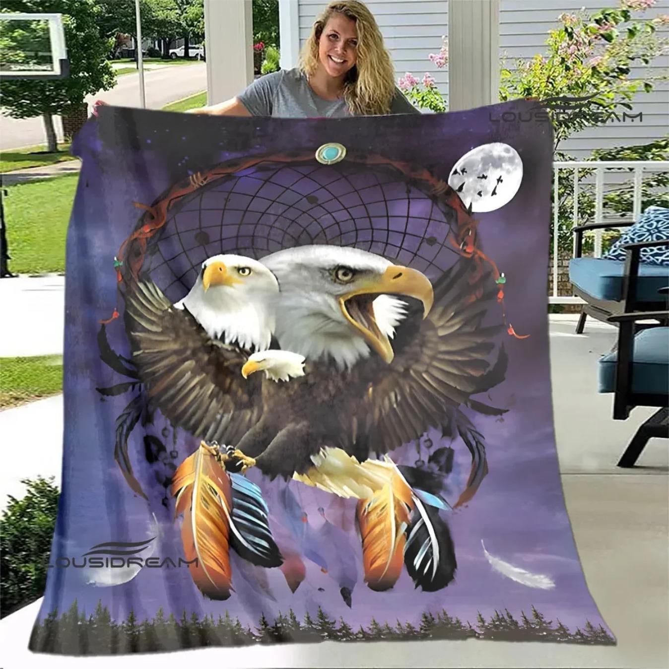 3D Eagle Print Flannel Blanket Ultra Soft Cozy Throw for Bed Sofa Couch | Warm Lightweight Picnic Travel Blanket Unique Birthday Gift