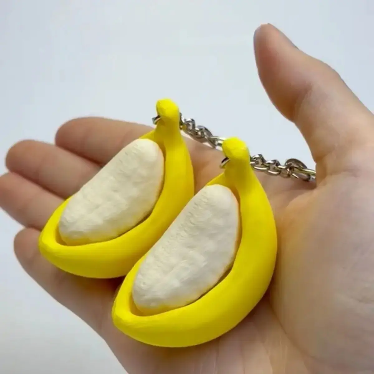 3D Printed Banana Press Button Keychain, Pop-Out Clicker Tactile Accessory with Compact Lightweight Design for Backpacks, Bags, Desks, Travel, Office and Daily Carry