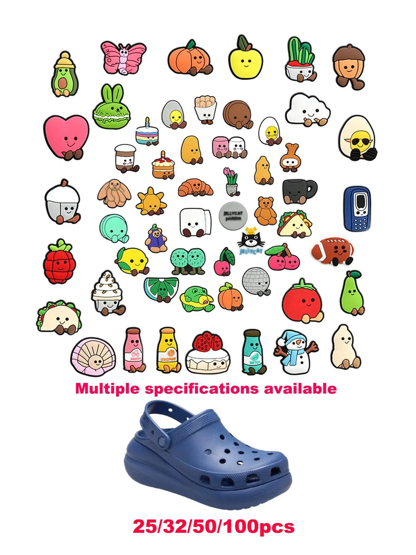 Animal and Fruit Design Sandal Shoe Decoration Charms, High-Quality Trendy Decorative Shoe Accessories, Perfect Christmas Gift, 25/32/50/100 Pieces